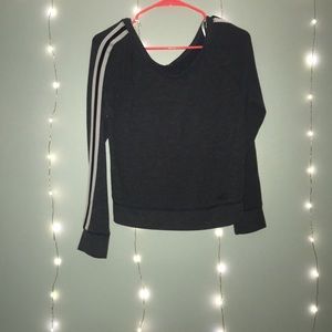 long sleeve sweater with strips down sleeves